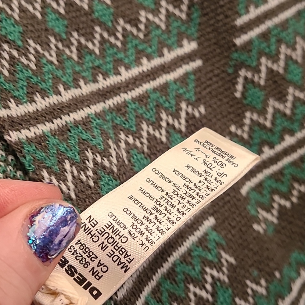 Diesel Green Patterned Scarf - Picture 11 of 11